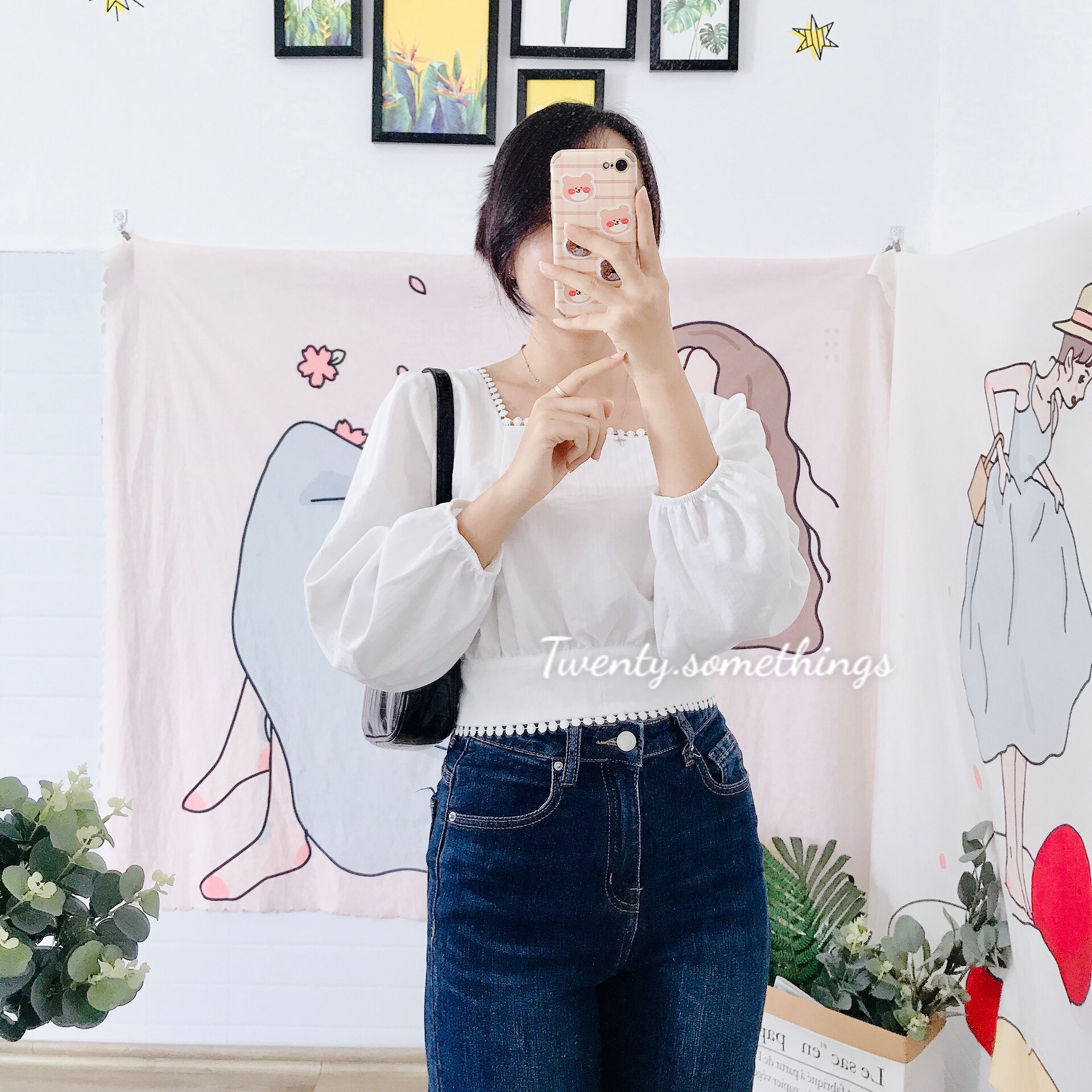 Áo Croptop Thắt Nơ Lưng Phối Ren