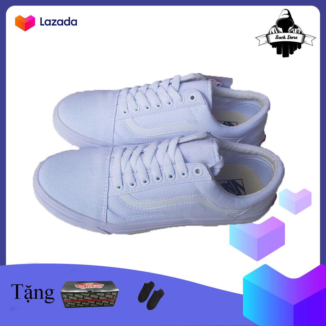 [ Tặng Box + Vớ ] Giày thể thao sneaker nam nữ Vans-Old-Skool Trắng