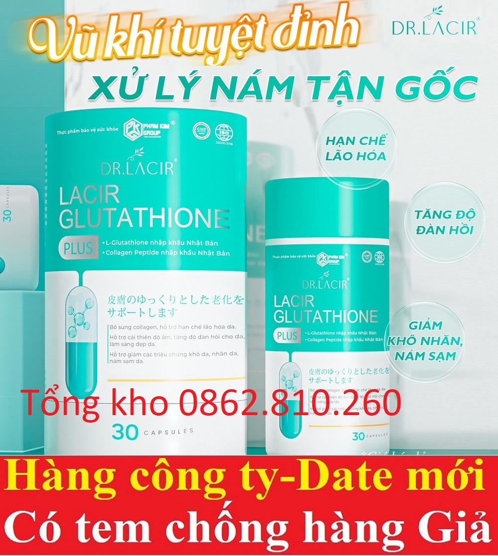 Viên uống trắng da giảm nám dr lacir glutathione plus