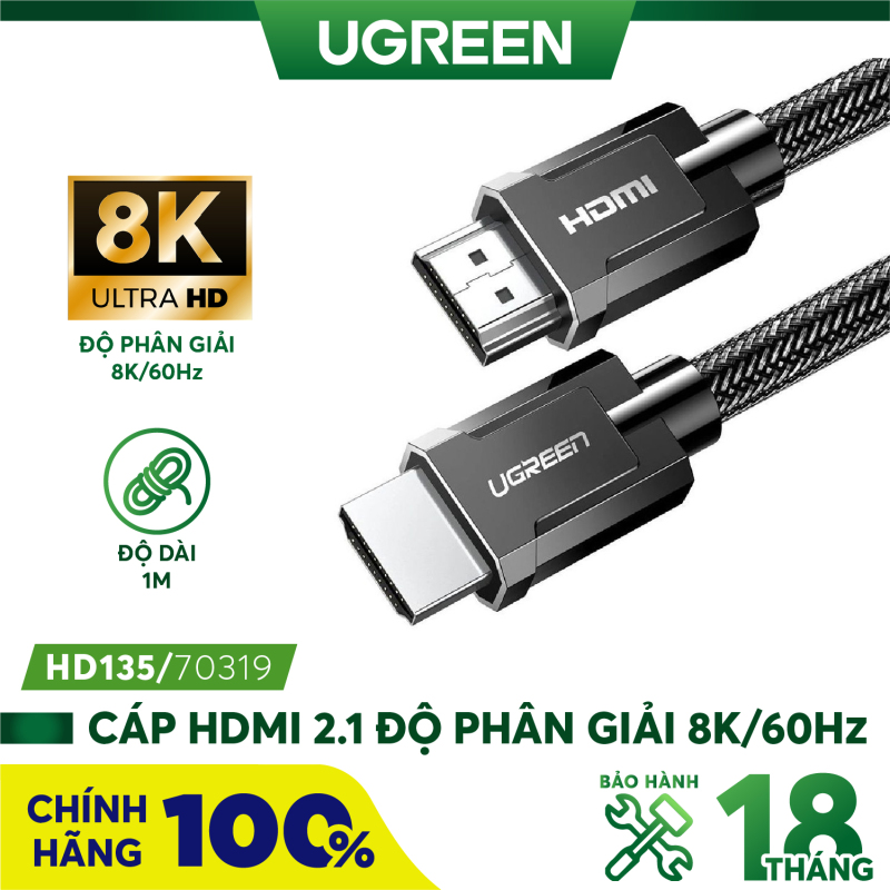 Bảng giá Cáp HDMI 2.1 độ phân giải 8K/60Hz dài 1-2m UGREEN HD135 - Hàng phân phối chính hãng - Bảo hành 18 tháng Phong Vũ