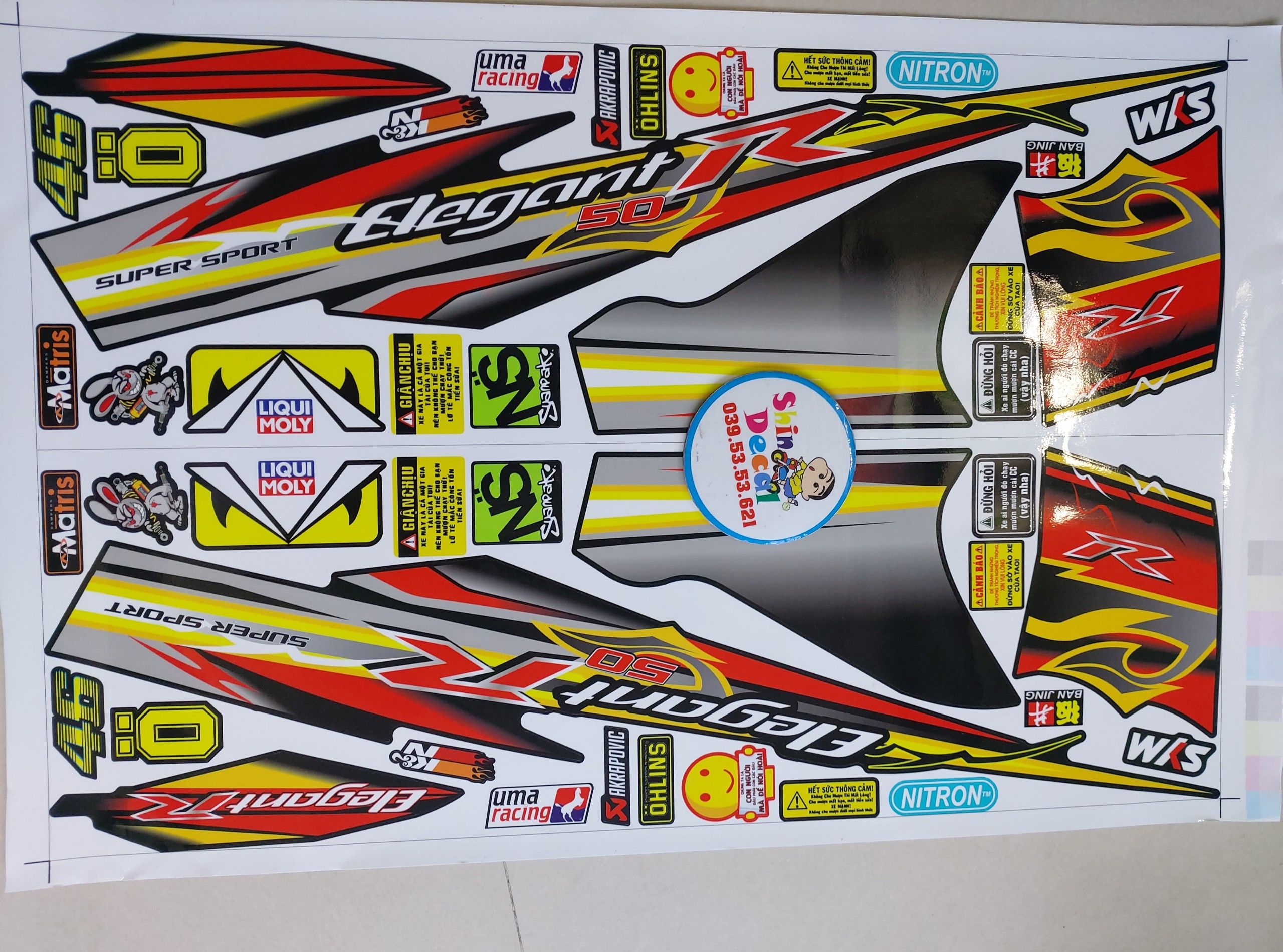 Tem rời xe elegant 50 tặng logo