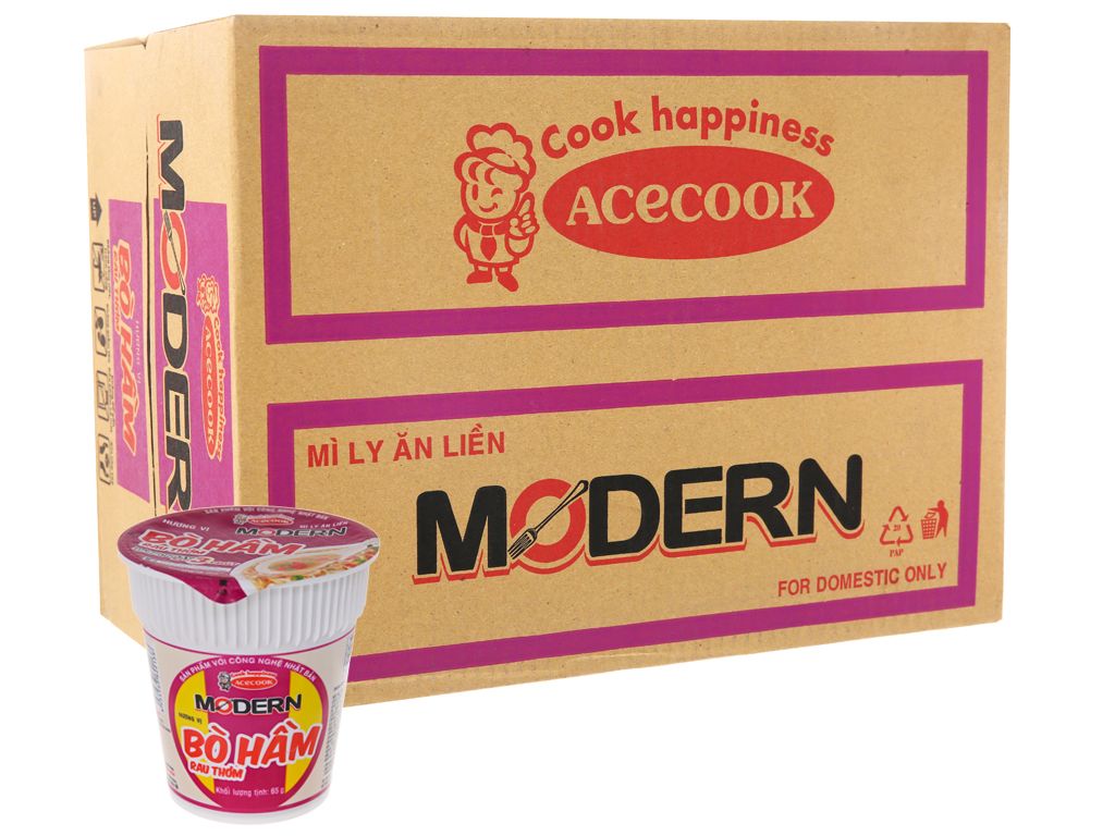 Mì ly Modern thùng 24 ly x 65g vị Bò hầm rau thơm