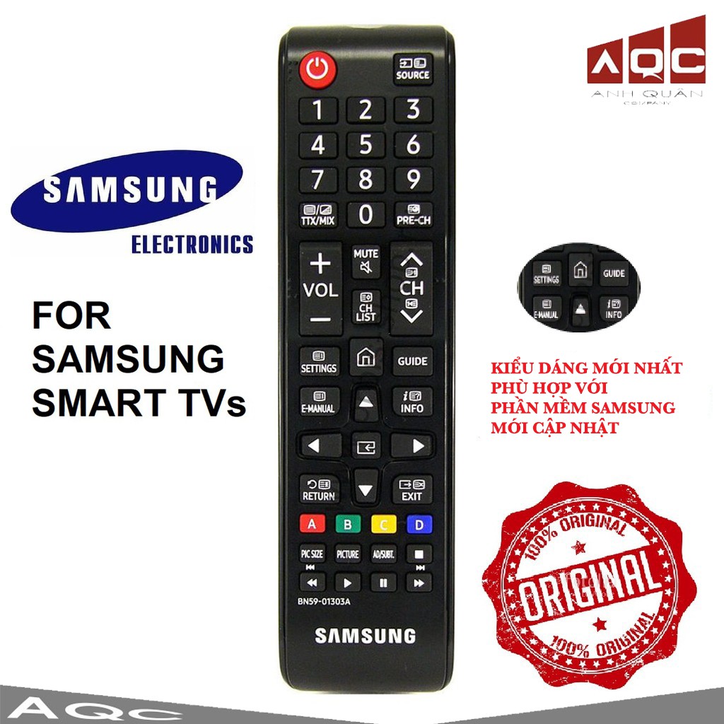 Remote điều khiển tivi Samsung Smart (Model mới nhất - Tặng pin SUOER) BN59-01303A LOGO SAMSUNG HÀNG CHÍNH HÃNG