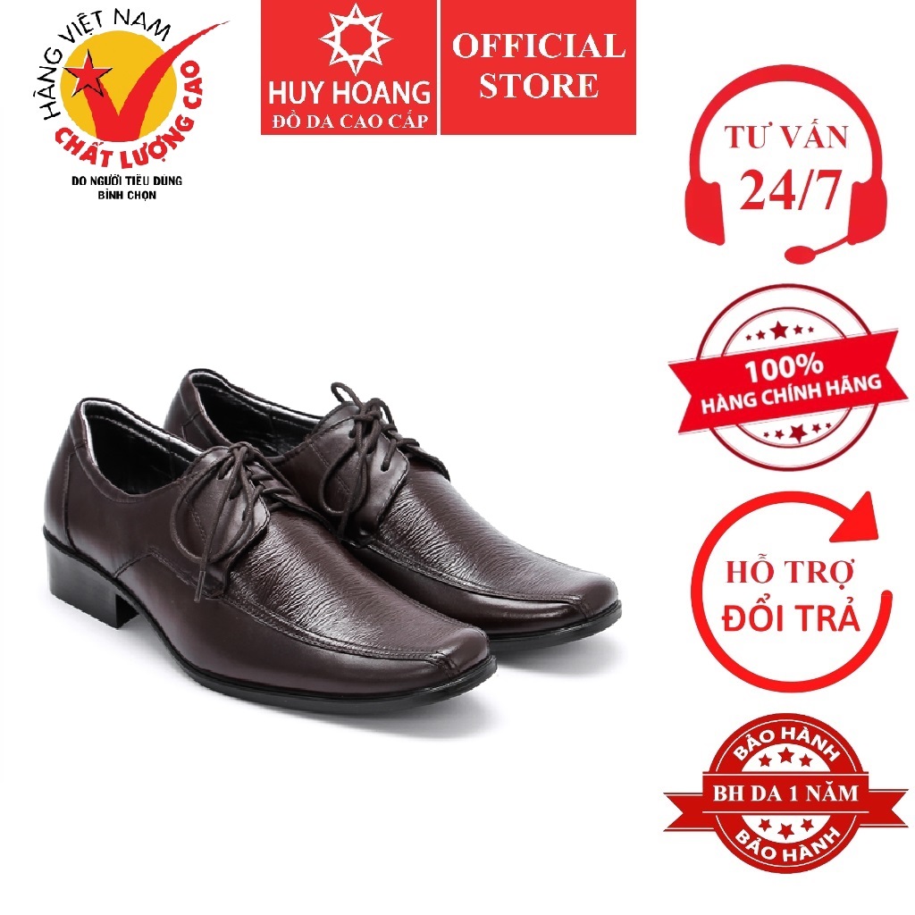 Giày da nam da bò màu nâu đỏ hk7112
