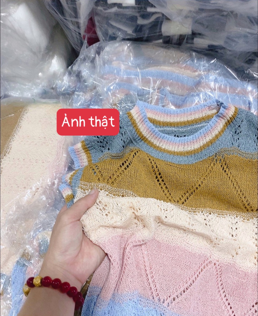 Áo len ba lỗ mix màu