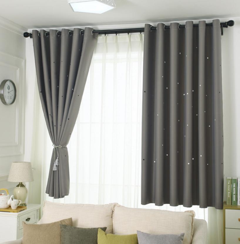 Rèm vải dày treo cửa chống nắng tốt 99% (có sẵn khoen) - NGÔI SAO XINH 2.7M cao X 2M