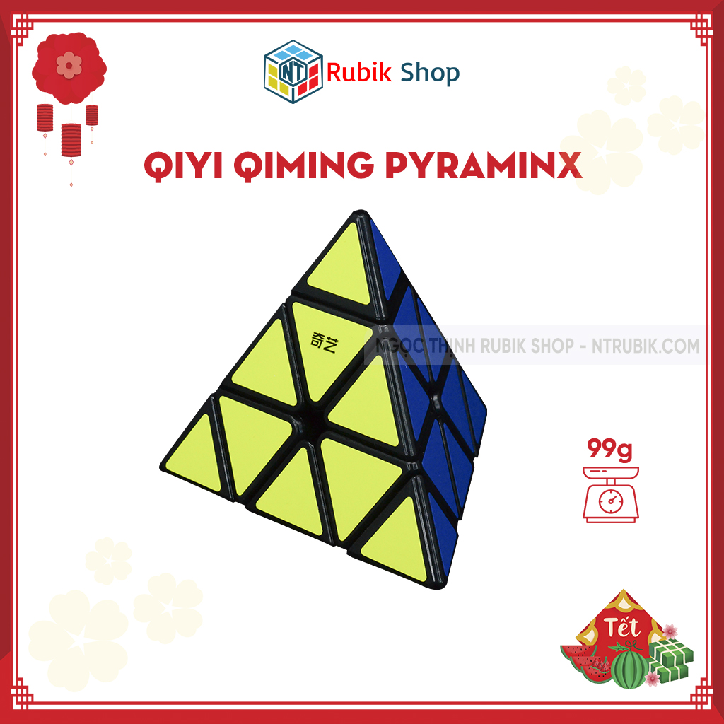 [Hoàn tiền 10%]Đồ chơi rubik Kim Tự Tháp Pyraminx - QiYi A Qiming Pyraminx Black (Màu Đen)