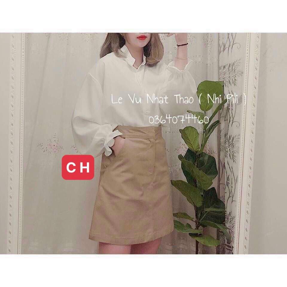 SIÊU PHẨM ÁO SƠ MI CỔ TÀU TAY RÚM, CHẤT THÔ LỤA MỀM SIÊU XINH - CH