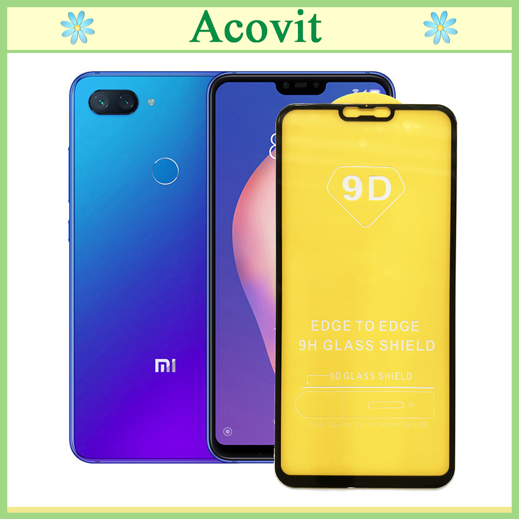 " Kính cường lực 9D Xiaomi Mi 8 Lite " _ FULL Màn Hình _ Độ Cứng 9H _ Anh thật Sản Phẩm _ ( Tặng kèm bộ giấy lau Màn hình) Acovit"
