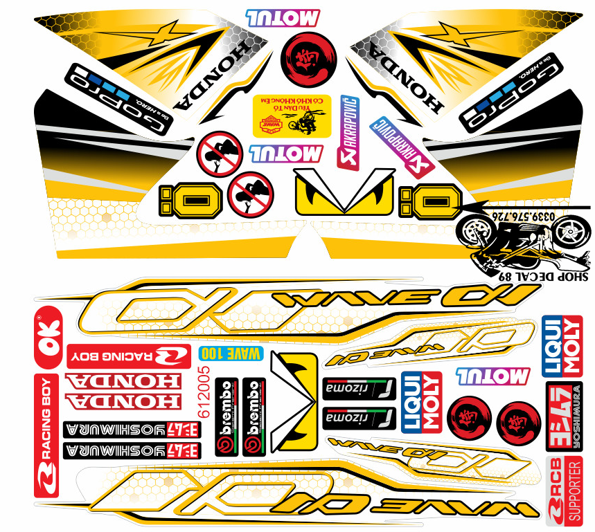 Tem Rời WAVE ALPHA 100 VÀNG TRẮNG MÃ 612005 - DÁN WAVE TRẮNG (Tem 3 Lớp Chống Bay Màu)