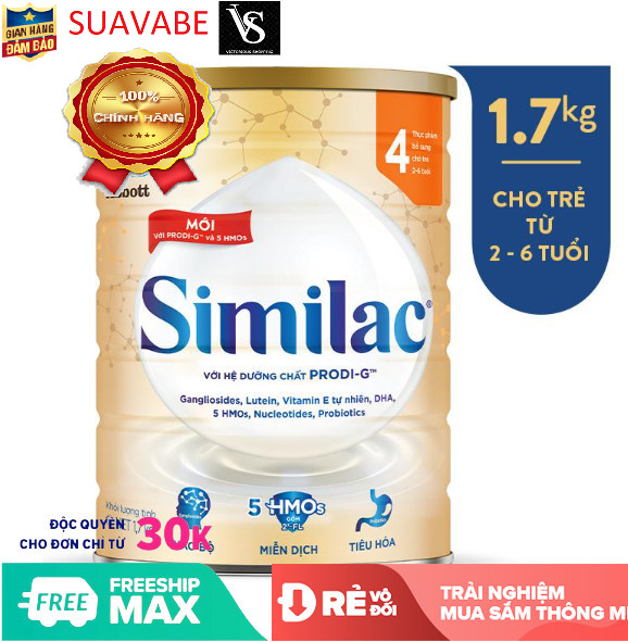 Sữa bột Similac 4 1.7kg/lon Dinh Dưỡng 5G Mới (dành cho bé từ 2 - 6 tuổi)