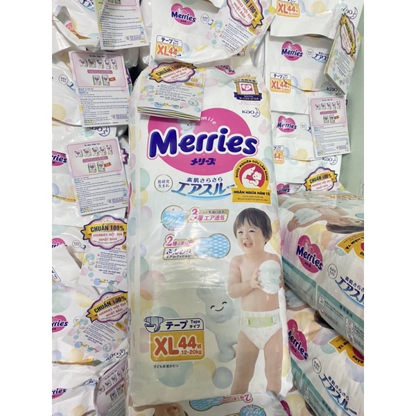 Tã dán Meries size XL44 miếng cho bé từ 12-20kg