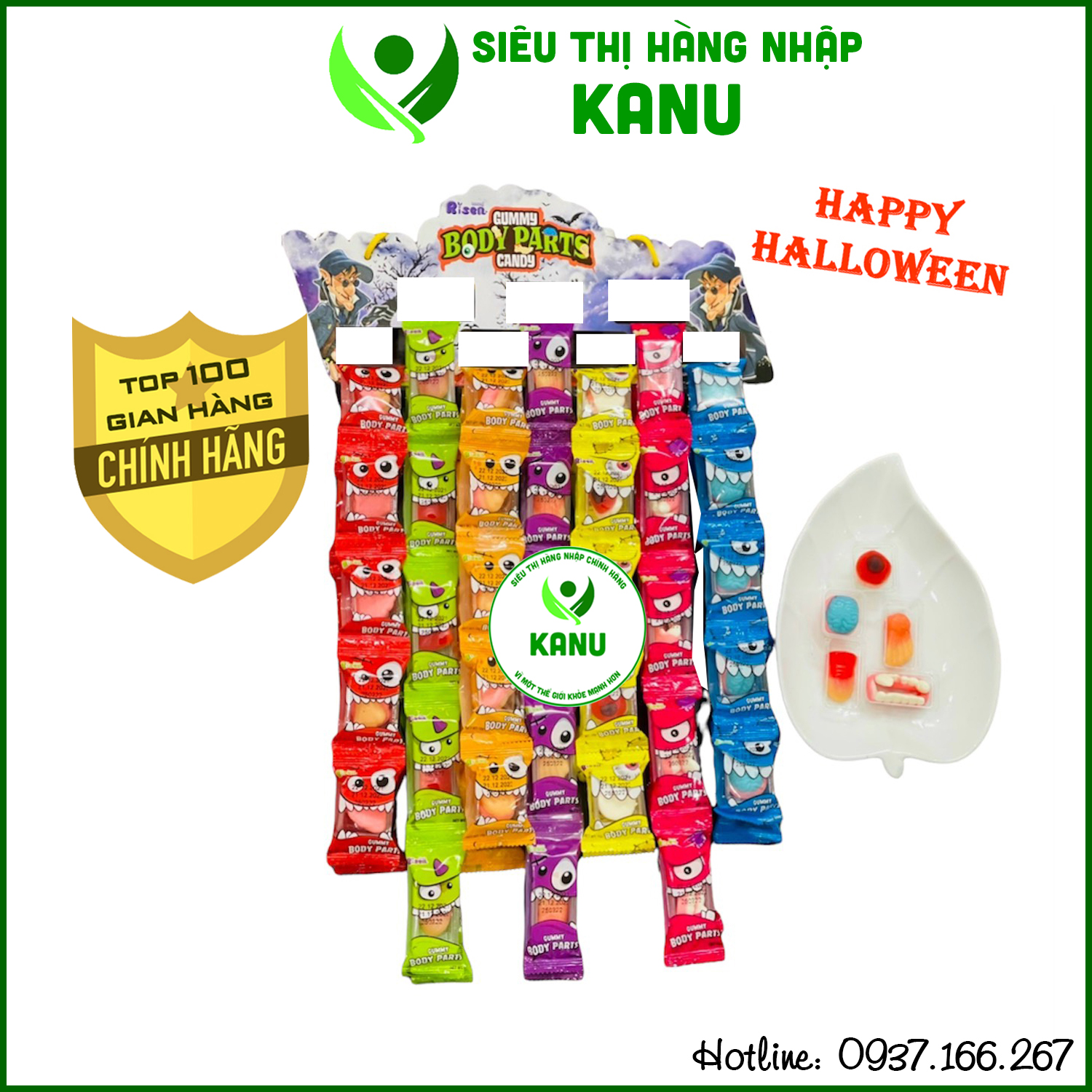 Kẹo dẻo halloween body park Risen Mỹ cho bé ăn vặt khám phá vui
