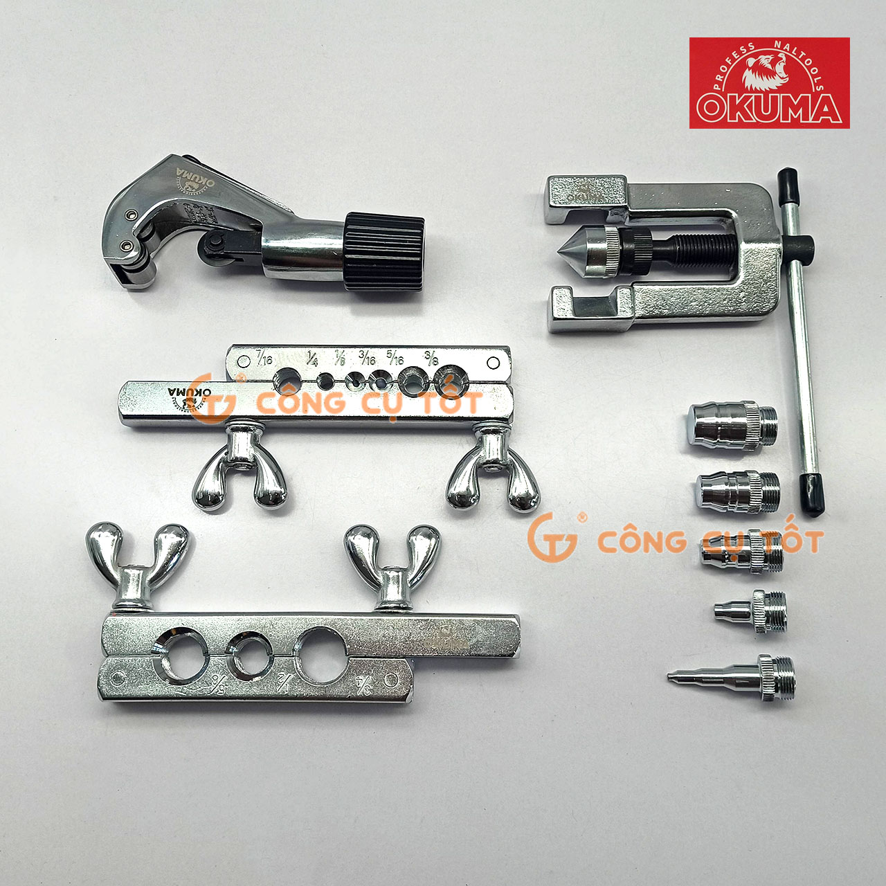 Bộ loe ống đồng, bộ lã ống đồng điều hòa, máy lạnh okuma 8 cỡ 1/8-3/4