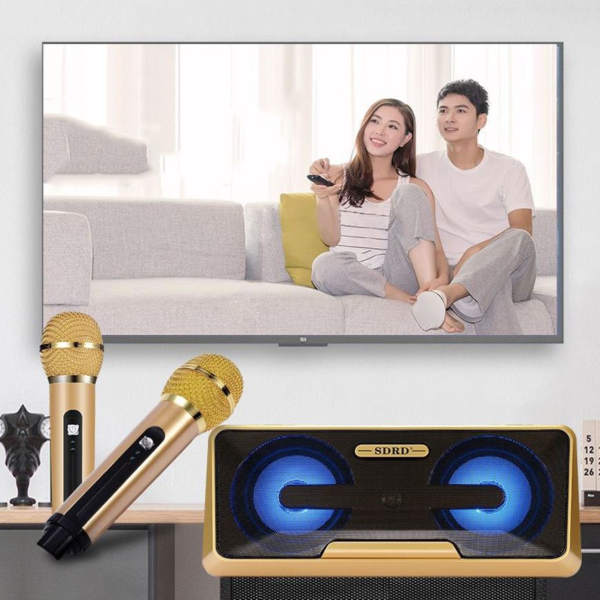 [HCM]Loa nhật công suất lớn Loa Thùng Bluetooth Hát Karaoke hay Loa Bluetooth Karaoke SDRD SD-301+ Kèm 2 Mic Không Dây.Loa karaoke bluetooth có giá đỡ điện thoại.