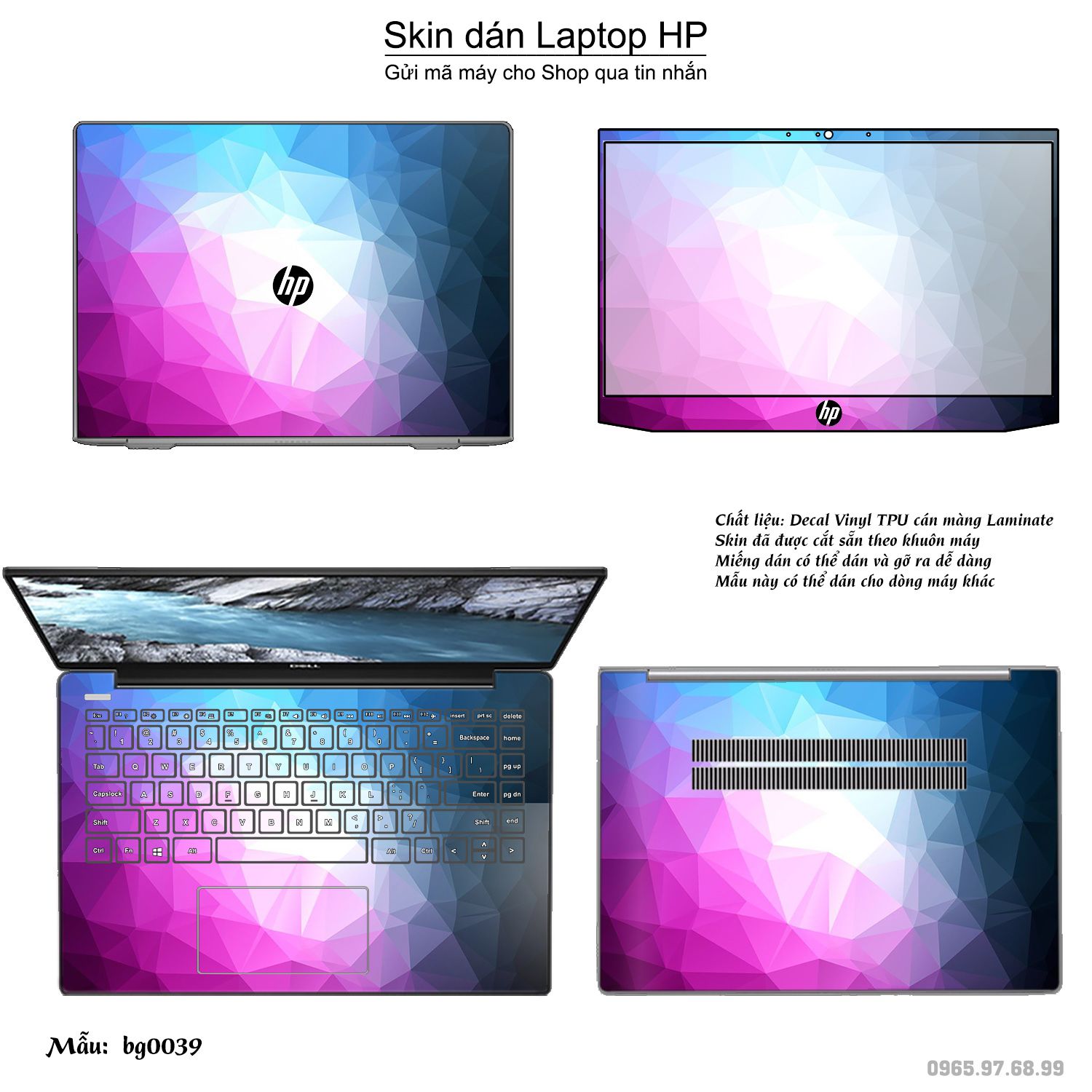Decal Skin dán Laptop HP mẫu Vân kim cương