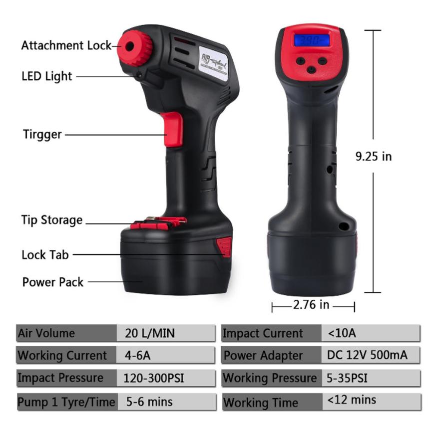Home and Garden - Máy Bơm Lốp Air Pump (Đen đỏ)