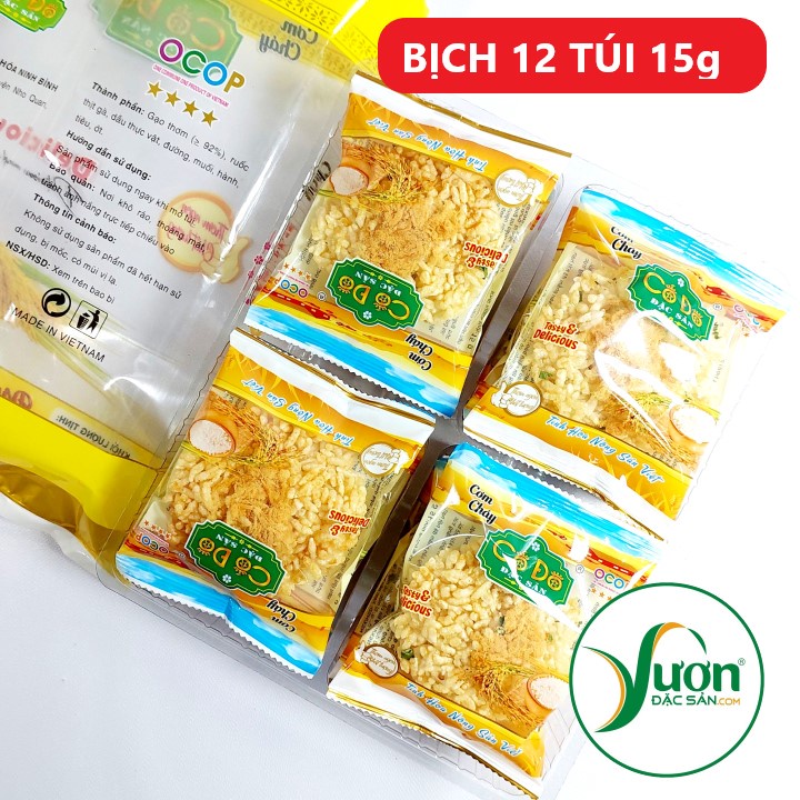 Cơm cháy Cố Đô - Cơm cháy chà bông 90g (Bịch 06 bánh x 15g) quà biếu cơm cháy ruốc hành đặc sản Ninh Bình