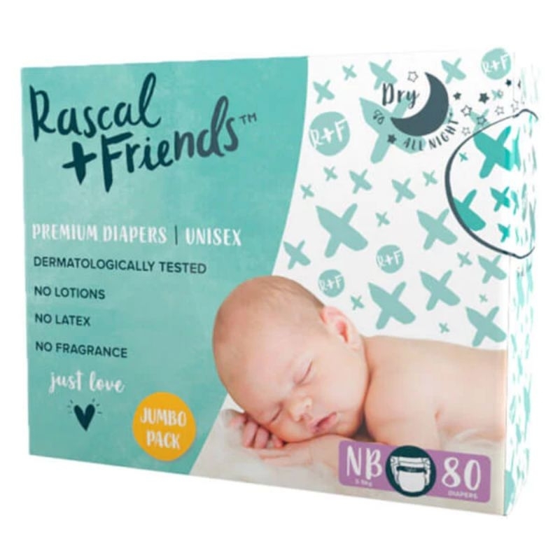 Tã dán sơ sinh Rascal + Friends NB80/S70
