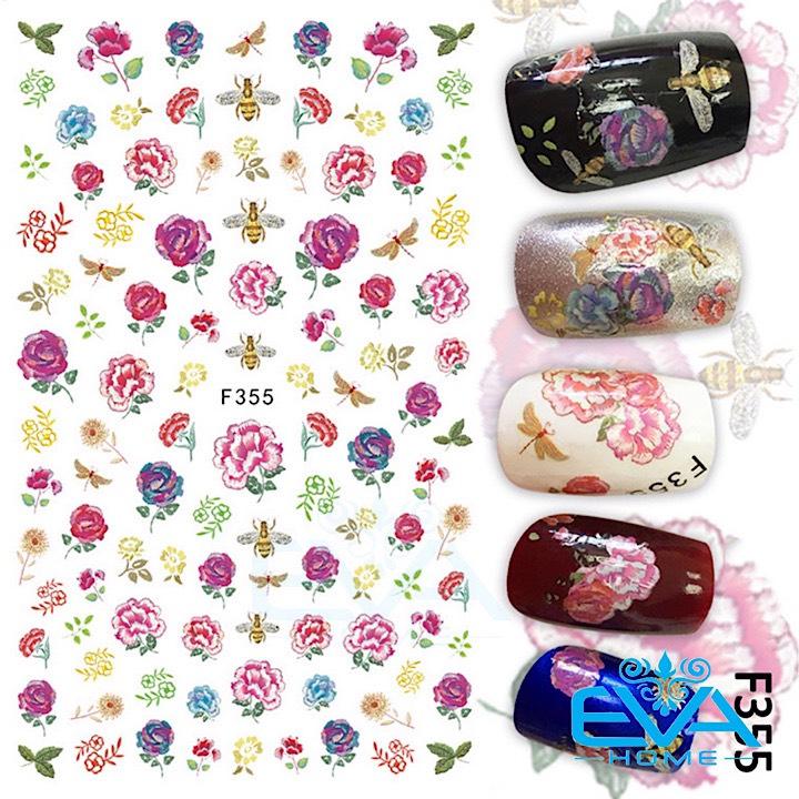 [HCM]Miếng Dán Móng Tay 3D Nail Sticker Tráng Trí Hoạ Tiết Bông Hoa F355