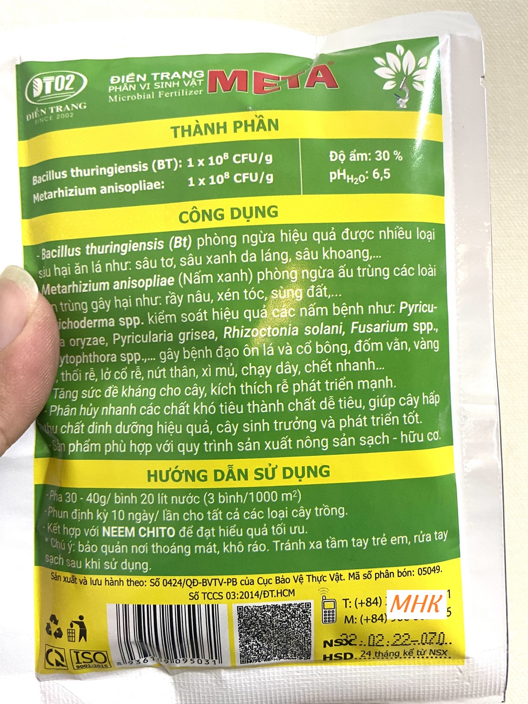 Vi sinh BT-META Điền trang (chế phẩm trừ sâu vi sinh) Gói 100gr !