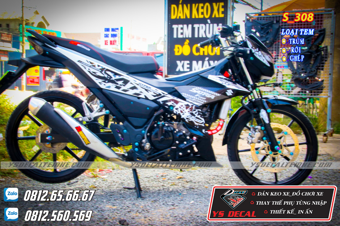 Tem xe Satria báo đốm đen trắng