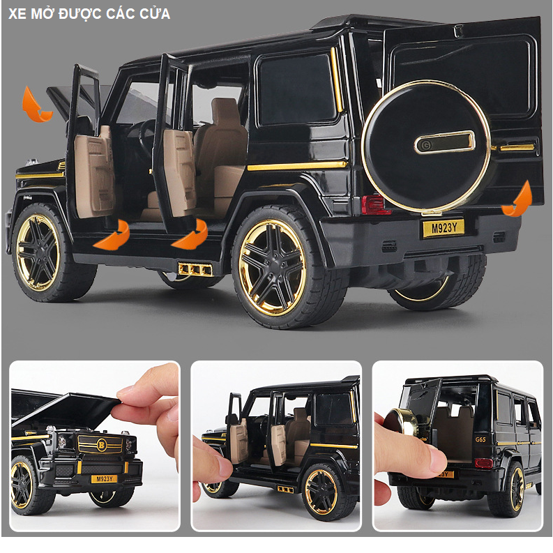 Mô hình xe ô tô Mercedes G65 Brabus XLG 1:24 xe ô tô làm bằng kim loại có đèn và âm thanh mở các cửa xe chạy bằng cót xe đồ chơi trẻ em