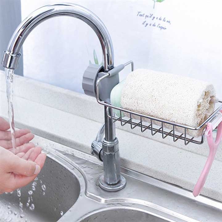 [HCM]Khay inox gắn vòi rửa chén