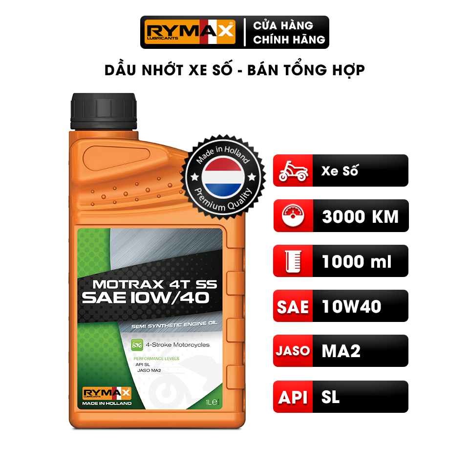 Dầu nhớt xe số Rymax Motrax 4T SS 10W/40 (0.8L-1L)