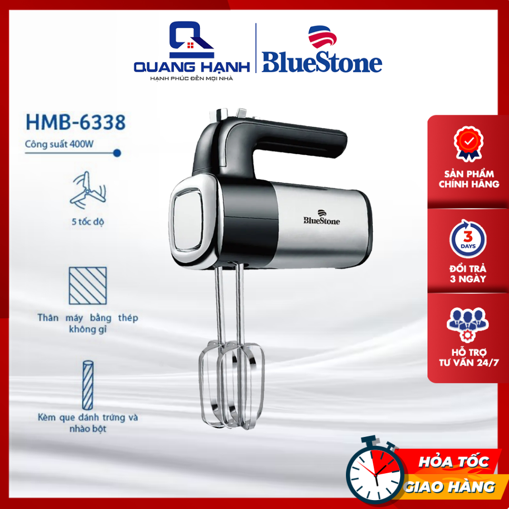 Máy đánh trứng BlueStone HMB-6338 400W 5 tốc độ [Bảo hành 24 tháng chính hãng]