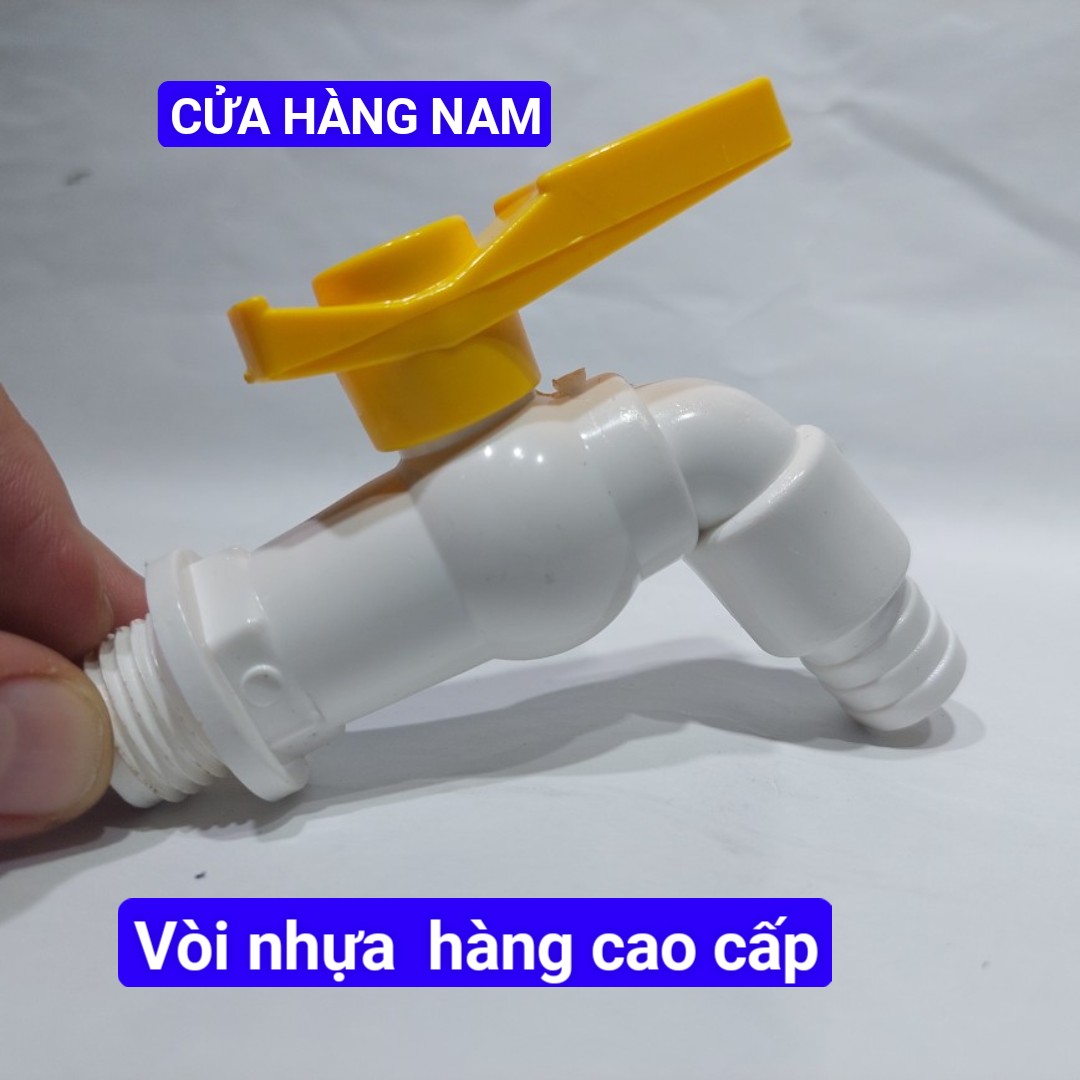 [VÒI NƯỚC THÁI LAN] Vòi xả nước tay gạt xoay 180 độ khóa chặn hai chiều, có đầu lắp ống mềm 16 18 mm - Bằng nhựa