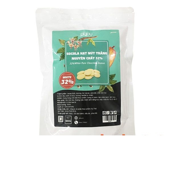 Socola trắng nguyên chất 32% Singapore 500g chiết