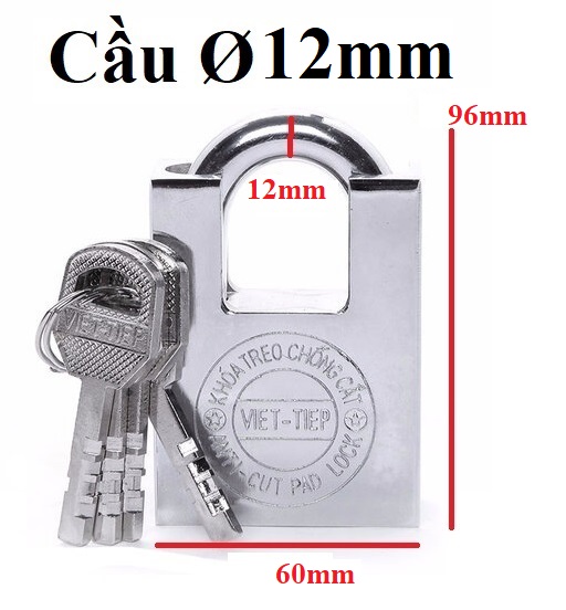 Khóa móc vòng treo chống cắt Inox tròn 12mm Việt Tiệp 01602