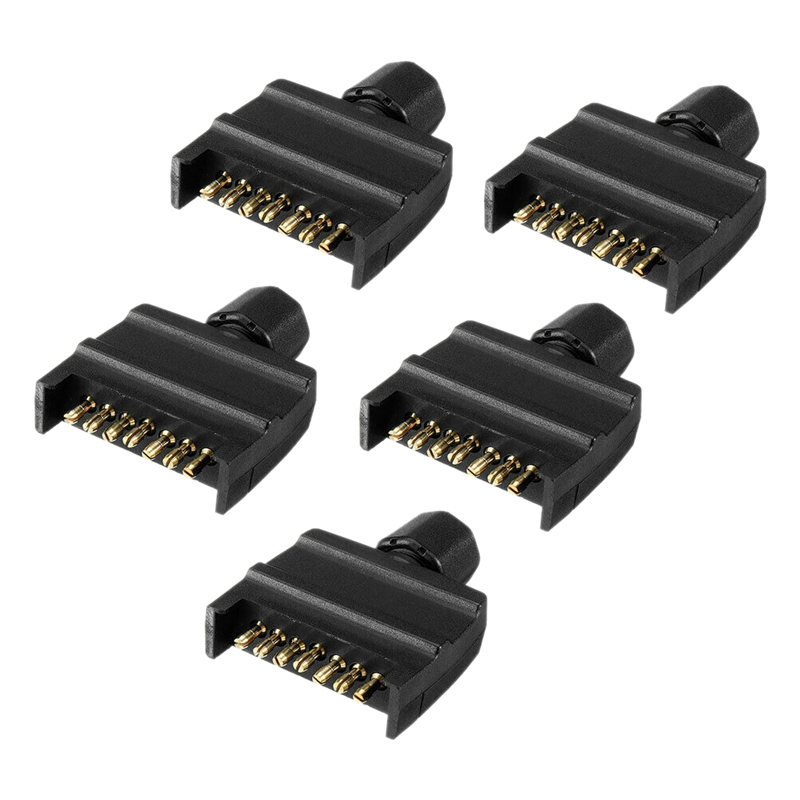 5 x Trailer Plug 7 Pin Flat Male Rectangle Caravan Trailer Boat Trailer Part
