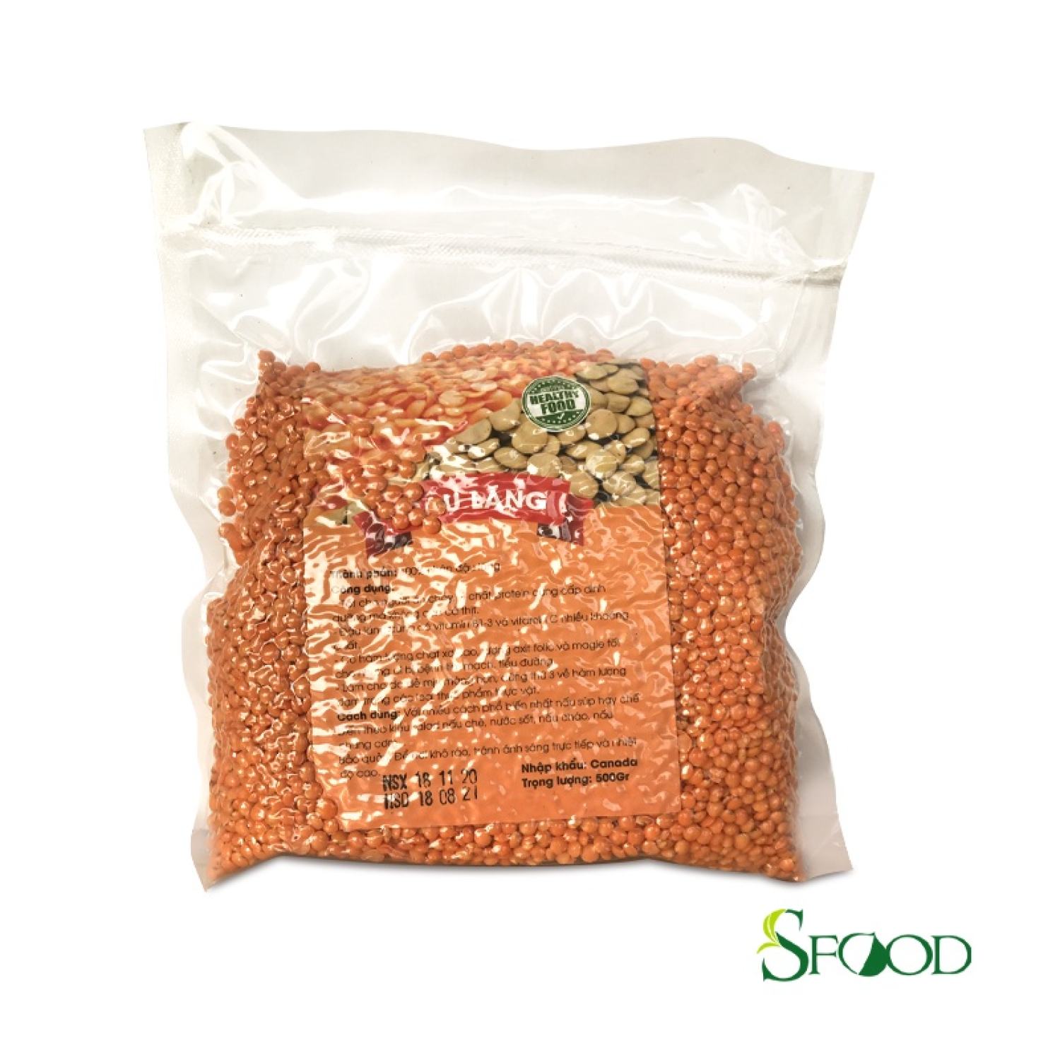 Đậu lăng Sfood 500gram, đậu lăng đỏ