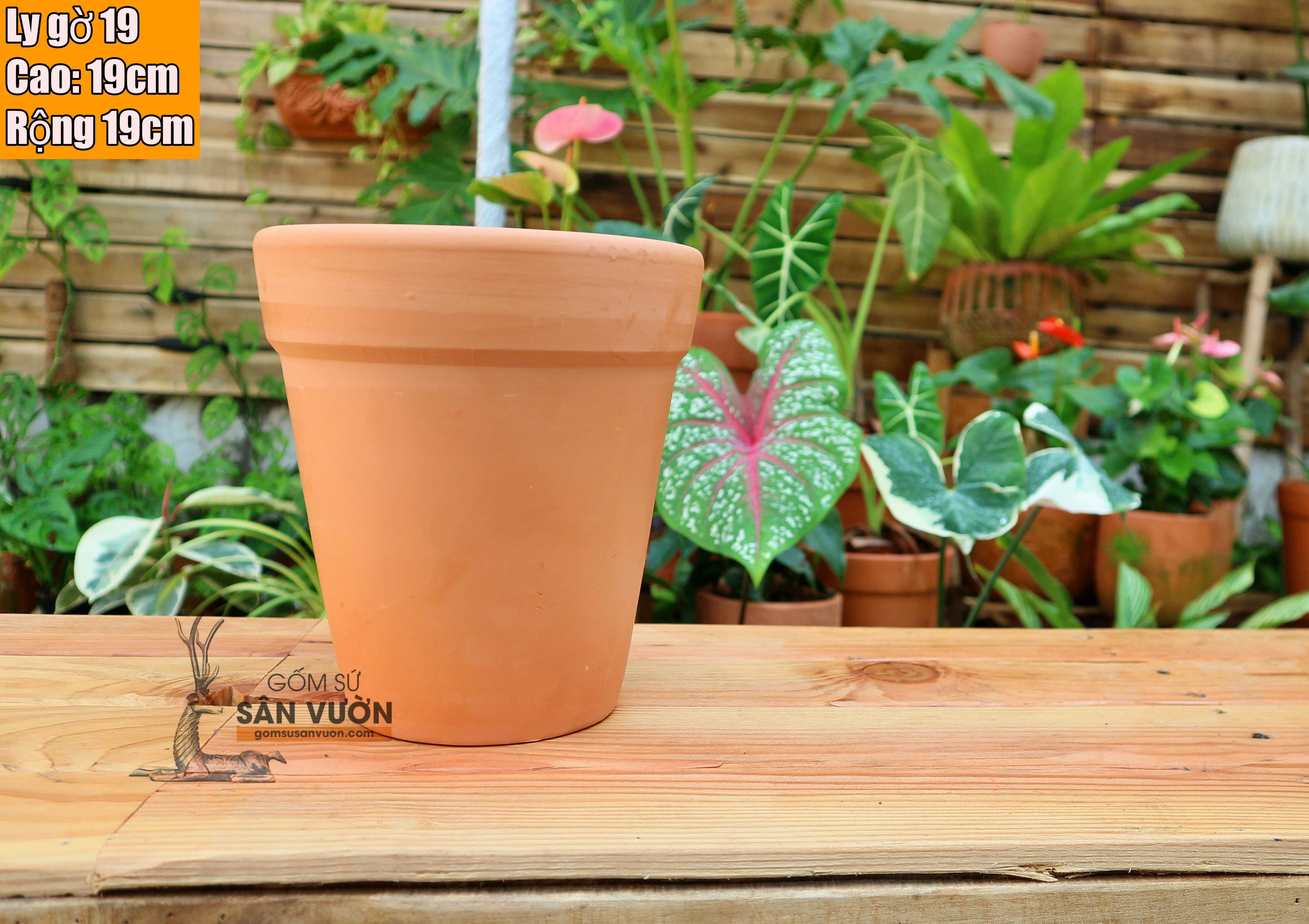 Chậu Gốm Đất Nung Ly Gờ Size 19 cm - Gốm Sứ Sân Vườn