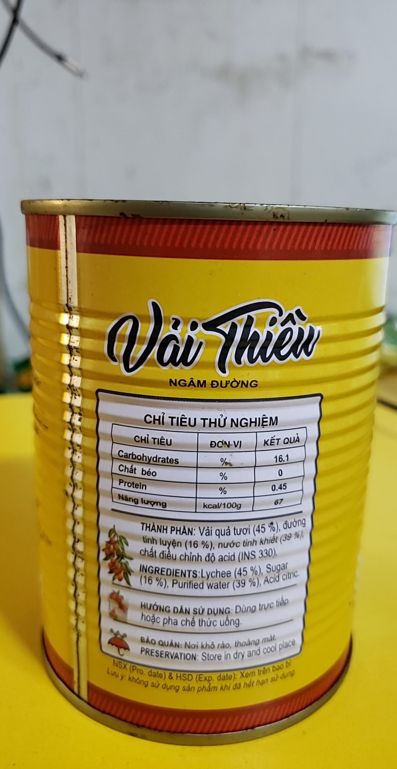 vải thiều ngâm lon vàng 565gr
