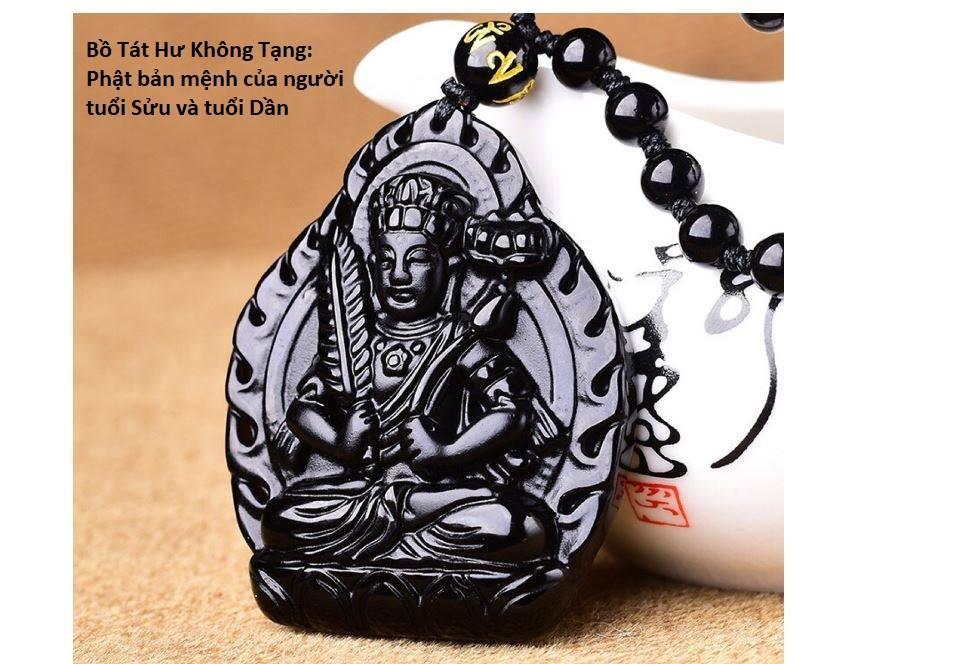 Dây chuyền phật phong thủy 8 vị phật hô mệnh đá núi lửa obsidian