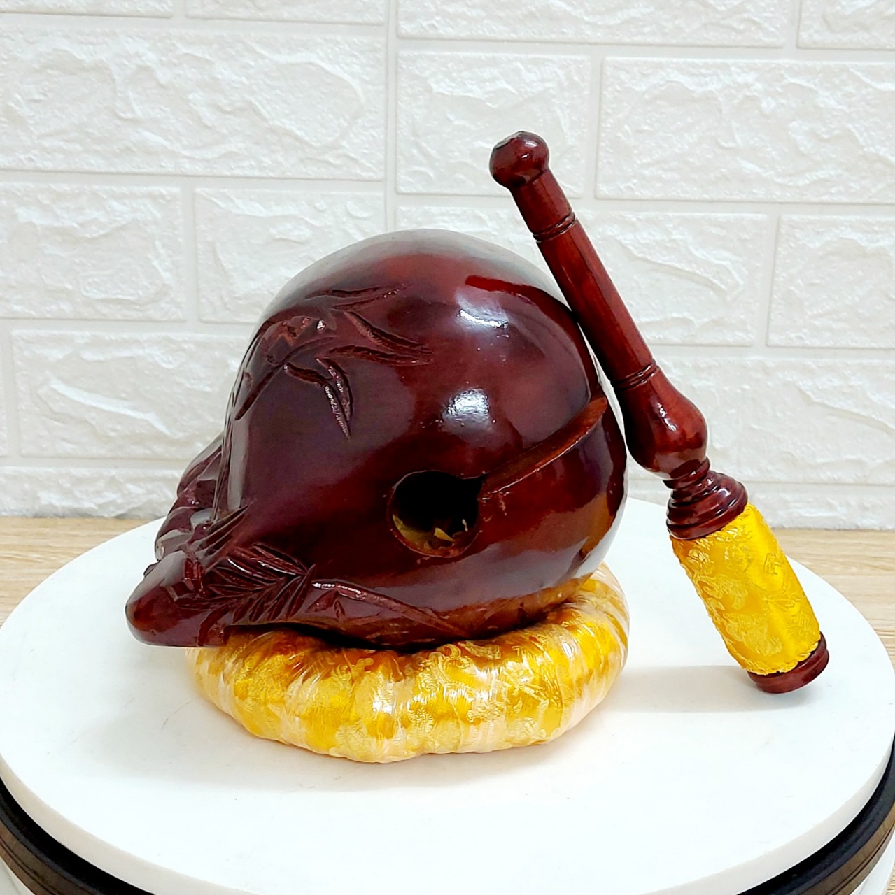Mõ Tụng Kinh Gỗ Mít Chạm Hoàn Toàn Thủ Công