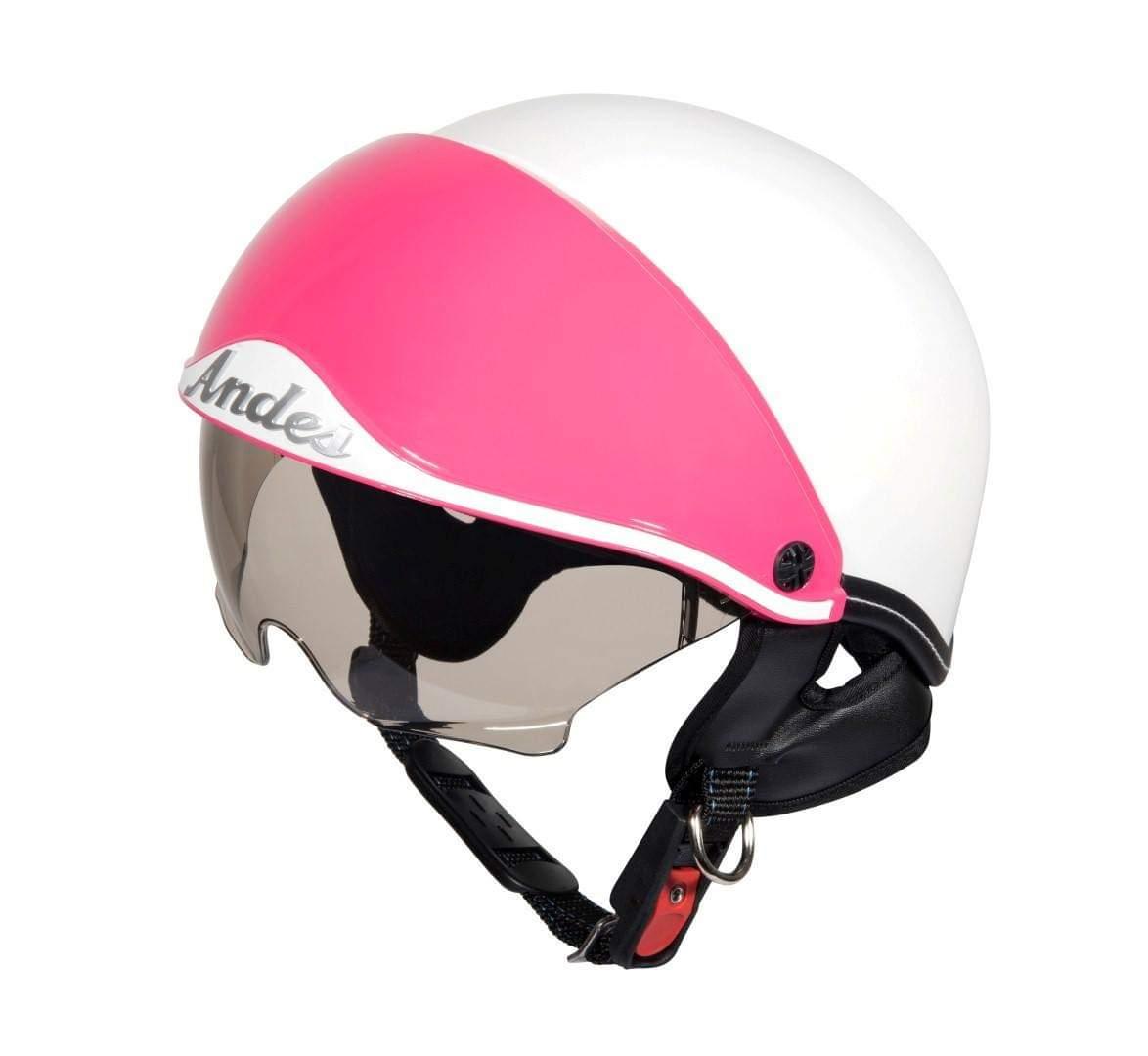 Mũ Bảo Hiểm ANDES 139 Kính Dấu /Lòng Nón 3S Tháo Giặt(Màu trắng hồng)
