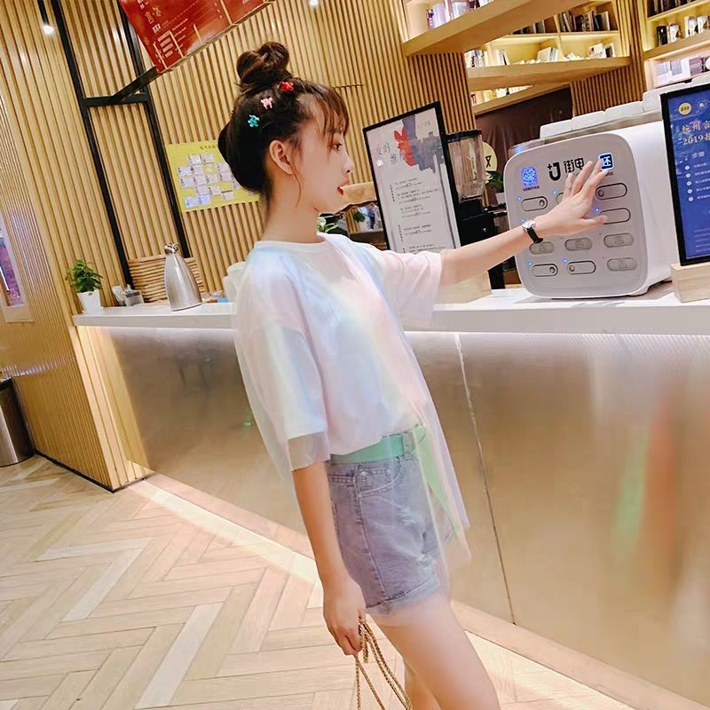 [HCM]Áo kiểu phối lưới rainbow xinh xắn