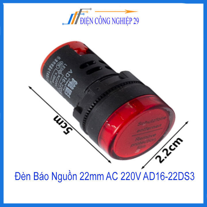 Đèn Báo Nguồn 22mm AC 220V AD16-22DS3