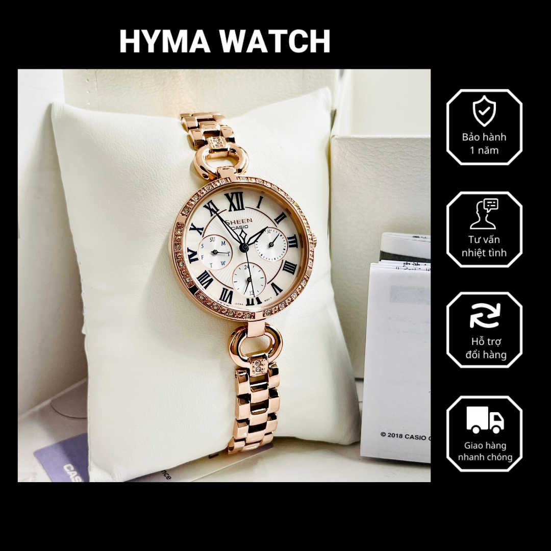 Đồng hồ Casio nữ cao cấp SHEEN SHE 3067PG-7AUDF Bảo hành 1 năm Hyma watch