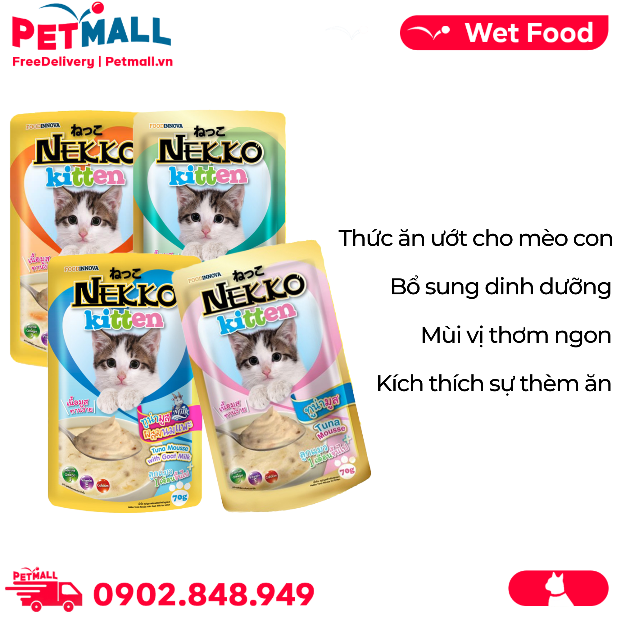 Combo 48 gói 70g - Pate mèo NEKKO Kitten - Mix vị Petmall