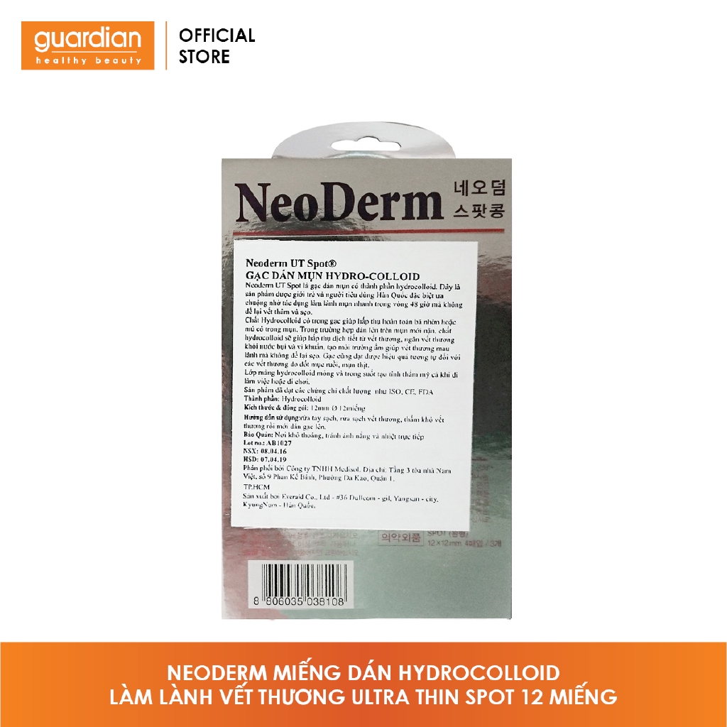 Miếng Dán Giảm Mụn UT Spot Neoderm 12 Miếng