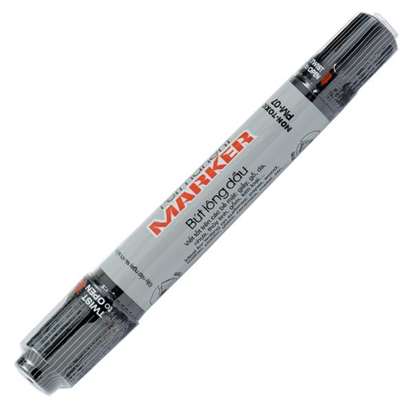 Combo 10 Bút lông dầu Thiên Long PM-07 2 đầu bút kích thước 0.8 mm và 6mm, 3 màu mực xanh/đỏ/đen, bám dính tốt trên nhiều bề mặt