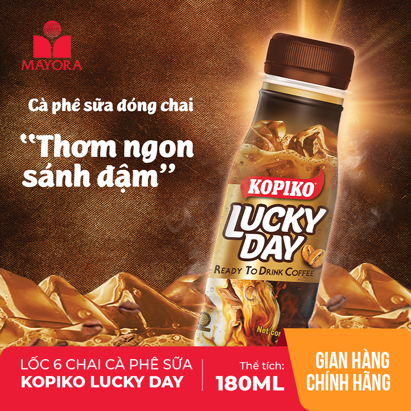 LỐC 6 CHAI CÀ PHÊ SỮA KOPIKO LUCKY DAY