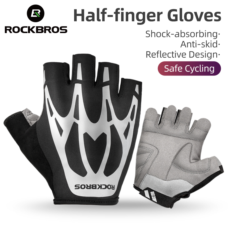 ROCKBROS Bicycle Gloves MTB Road Bike Gloves Outdoor Sport Men Women Fitness Summer Autumn Half Finger Reflective Cycling Gloves