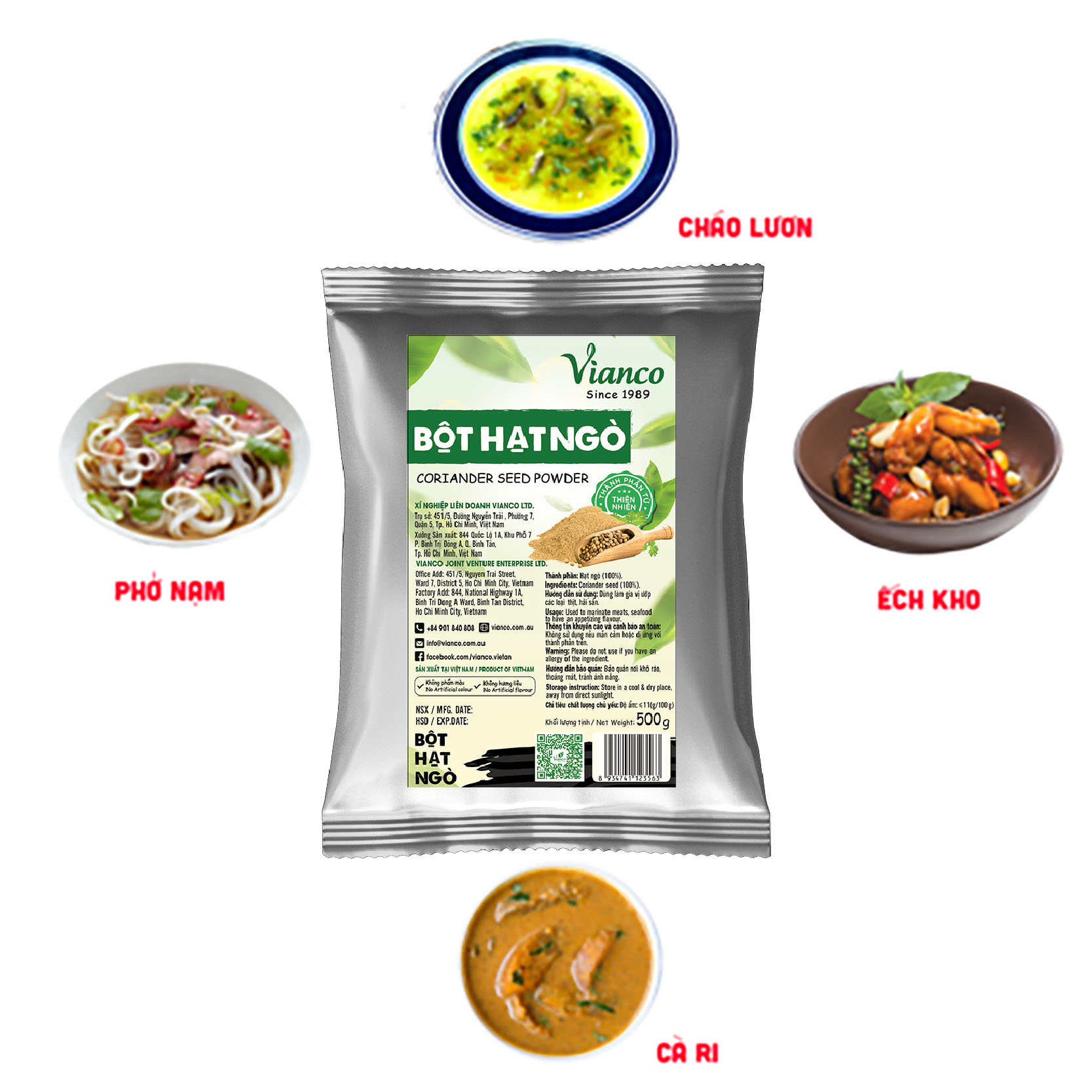 VIANCO (gói NGÒ 500g) BỘT HẠT NGÒ Coriander Seed Powder
