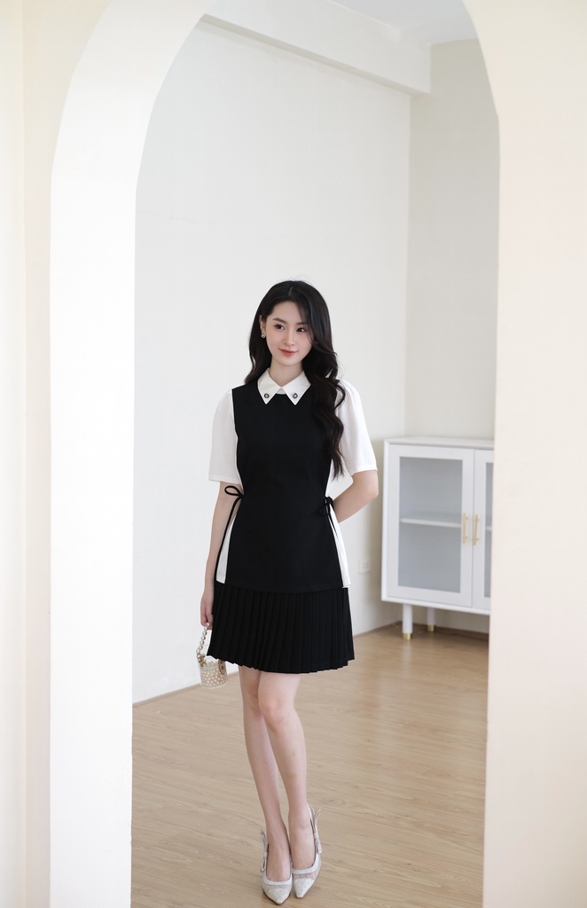 BEAUTEBYV - Áo nữ cách điệu eo thắt dây nơ Meime